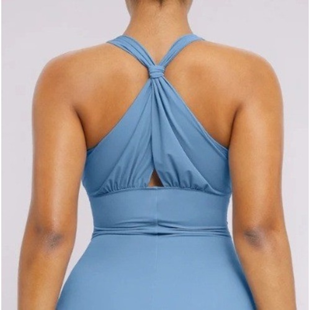 ShapeLLX Smart Sculpt Ruched Twist-Front Tummy Control Swimsuit Sky Blue XL EUC - Picture 12 of 13